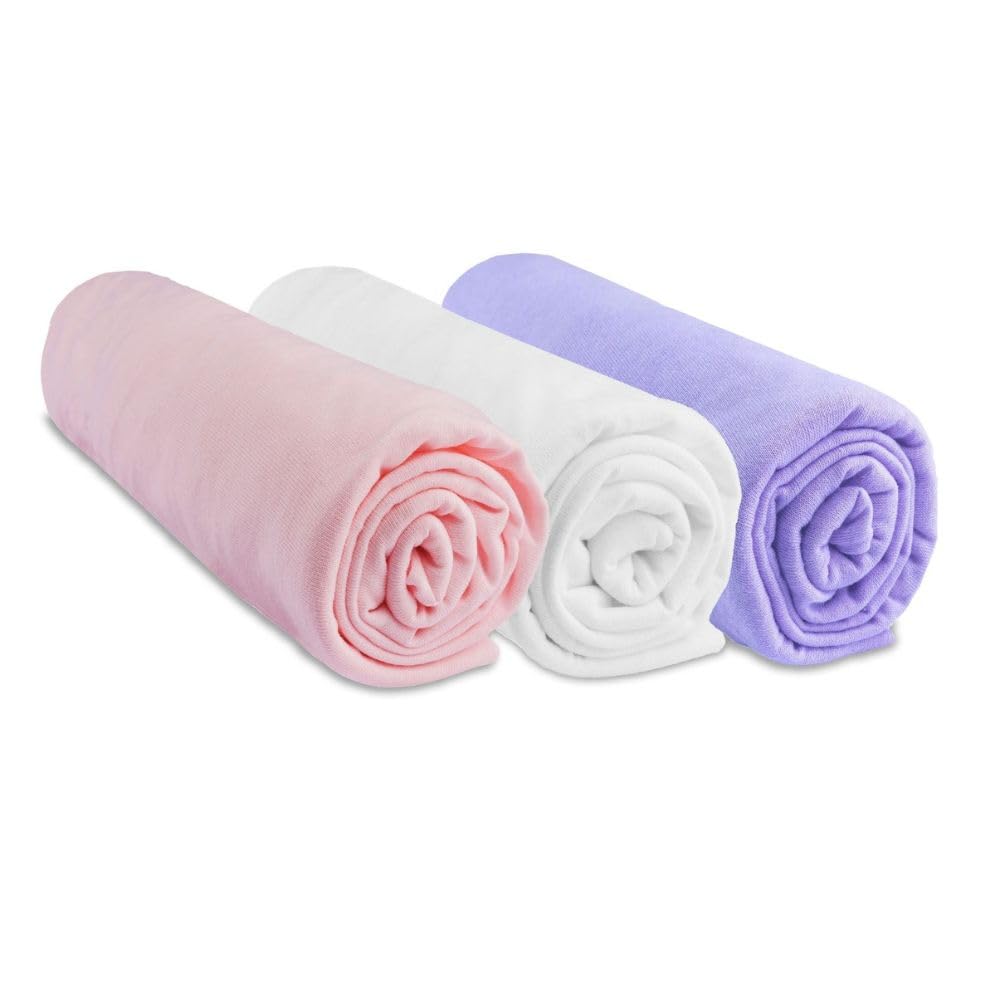 Fitted Sheet 32 x 72 cm for Moses Basket (Set of 3) | 100% Cotton | Compatible with Oval Mattress for Carrycot, Pram, Moses Basket | Stretchy | Brand Easy Dort | Oeko Tex | Made in Europe