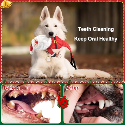 LECHONG 3-Pack Weihnachten Hundespielzeug, Hund Quietsche Spielzeug Plüsch Hund Kauspielzeug Bundle, interaktive Weihnachten Hundespielzeug für Welpen kleine mittlere große Hunde