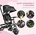 Qaba Kids Tricycle, 4 in 1 Foldable Trike with Reversible Seat, Adjustable Parent Handle, Safety Harness, Wheel Brakes, Removable Canopy, Storage, Tricycle for Toddlers 1-5 Years, Black