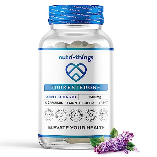 Turkesterone Capsules - 1500mg Turkesterone - Muscle Growth and Recovery Support - Adaptogenic Properties - One Month Supply - Non-GMO Gluten-Free - 30 Capsules