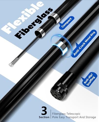 Telescoping Windsock Pole 8 FT – 3-Section Heavy Duty Fiberglass Wind Sock With Reinforced Twist-To-Tighten, Portable Wind Direction Pole For Rv, Dock, Garden, Decor, Bird Deterrent – Wind Resistant - Thumbnail 2