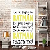 Danjiao Toile Murale De Peinture Avec Batman Anglais Lettre Police D'Art Imprimée Toile Non Encadrée Art Pour Décoration De Salon De Chambre À Coucher Chambre À Coucher 60x90cm