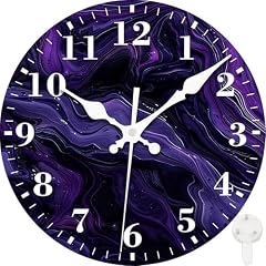 VURQLHE Wall Clocks Battery Operated, Black Purple Swirls Marble Texture Silent Non Ticking VURQLHE Wall Clocks Battery Operated, Black Purple Swirls Marble Texture Silent Non Ticking product