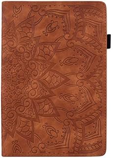 Jajacase Huawei MatePad 10.4" Case,PU Leather Multi-Angle Viewing Folio Stand Cover with Pencil Loop,for Huawei MatePad 10.4 Inch 2020 Tablet BAH3-AL00/ BAH3-W09 Enbossed Mandala-Brown
