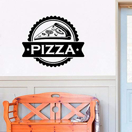 Tianpengyuanshuai Pizza Logo Pizzeria Sticker Mural Pizzeria Art Decal Fenêtre Decal Décoration De La Maison Cuisine Restaurant Murale-63x51cm Cover