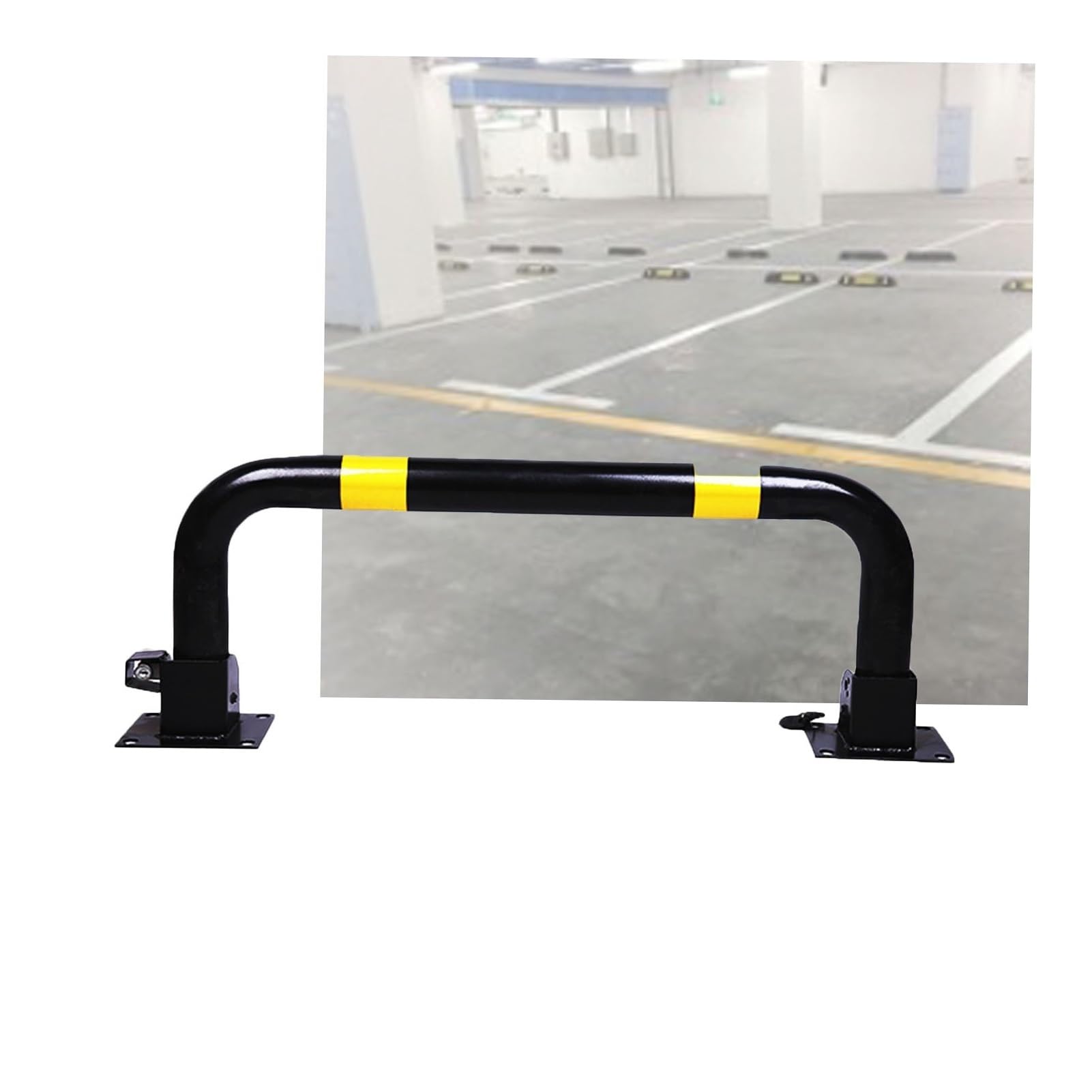 DUANHOZ U-Shape Security Bollards with Lock, Parking Car Blockers for Warehouse Driveway Garage Protection