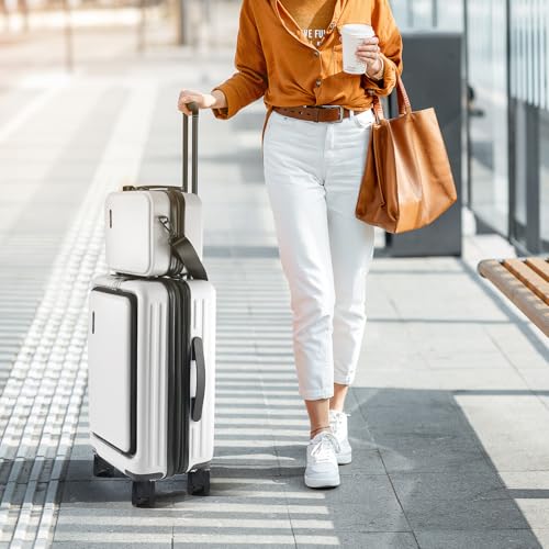 TRAVELARIM 20 Inch Carry On Luggage 22x14x9 Airline Approved, Carry On Suitcase with Wheels, Hard-shell Carry-on Luggage, Durable Luggage Carry On, White Small Suitcase with Cosmetic Carry On Bag by TRAVELARIM - Used condition - Image 9
