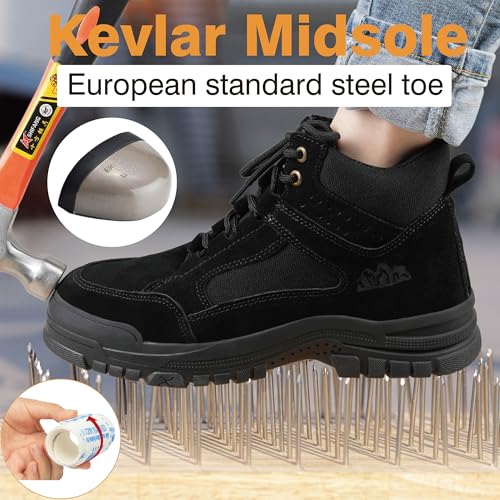 Safety Work Boots for Men - Waterproof Steel Toe Boots Mens Slip Resistant Safety Industrial Boots Construction Shoes2