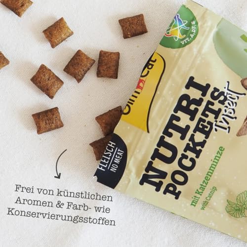 GimCat Nutri Pockets Insekt & Katzenminze - Knuspriger Katzensnack mit funktionalen Inhaltsstoffen - 1 Beutel (1 x 60 g)