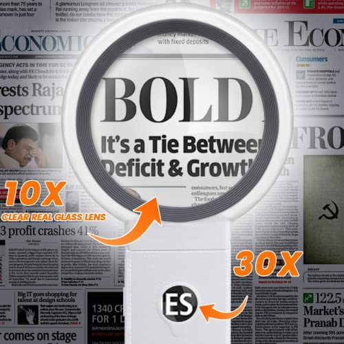 Aixpi 30X 10X Magnifying Glass With Light And Stand, Large Lighted Magnifying Glass 18 Led Illuminated Handheld Magnifier Folding For Reading, Close Work, Coins, Jewelry, Macular Degeneration #TOP3