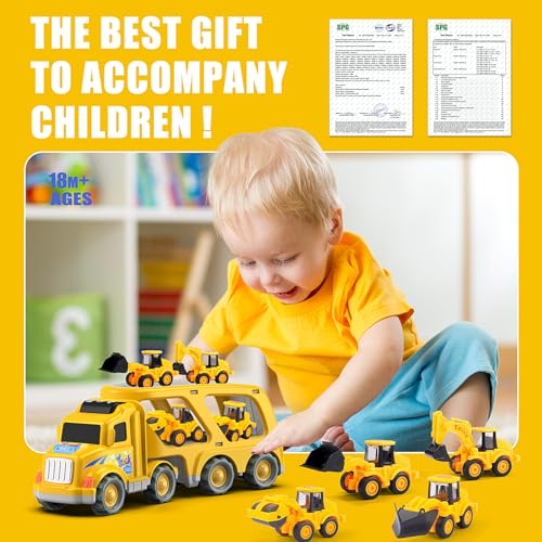 Veslier Construction Truck Toys for Boys Girls Age 3 4 5 6 Years Old,Carrier Transport Trucks for Kids 3-4 3-5 Year Old,Christmas Birthday Gift Toddler Toys. - Image 6