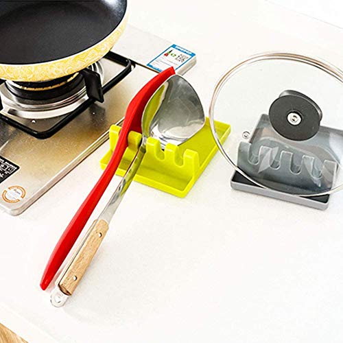 مسند للأواني، حامل حصيرة رف تخزين المطبخ، مسند ملعقة من السيليكون مقاوم للحرارة وغير قابل للانزلاق منظم أدوات المطبخ حامل أدوات الطبخ رفوف بلاستيكية متعددة الوظائف (متعدد الألوان)