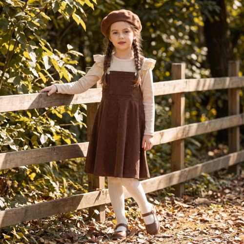 Image of HIHA Little Girls Adjustable Corduroy Pinafore Overall Dress Set Size 6-12