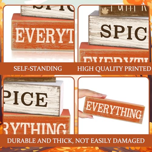 Image of Moucuny 4 Pcs Thanksgiving Decorations for Home Fall Cup Decor Thanksgiving Table Centerpiece Fall Tiered Tray Decor Rustic Wooden Cup Block Sign Gift Farmhouse for Harvest Party Home Kitchen