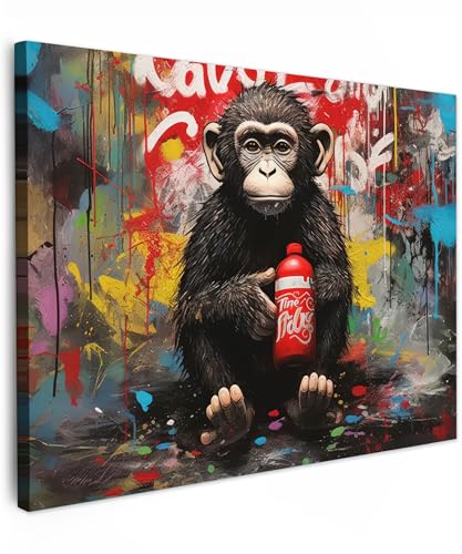 MuchoWow© Laminas Cuadros de Salon para Dormitorio 70x50 cm Lienzos Decoración Pared Cuadro Habitacion Decoracion Mono - Graffiti - Animales - Arte - Botella - Colores