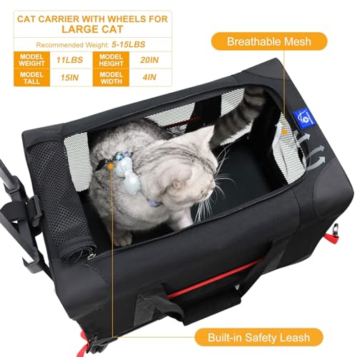 Cat-Carrier-for-Large-Cats-20-to-25-Pounds-with-WheelsRolling-Large-Cat-Carriers-for-Large-Cats-20-lbs-25lbsCollapsible-Hard-SideWheeled-Cat-Carriers-for-Large-CatsBreathableNot-Airline-Approved