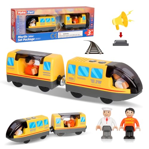Eisenbahn Elektrische Lok, Holzeisenbahn Zug, Batteriebetriebenes Zugset, Leistungsstarker Motorzug Kompatibel mit Thomas, Brio, Chuggington, Geschwindigkeit Spielzeug, ab 3 Jahren