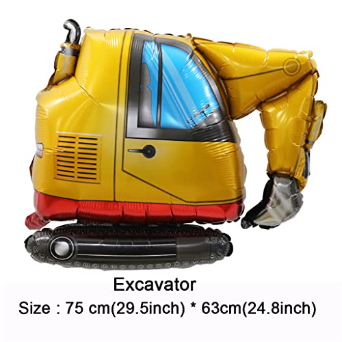 Boningnew 4Pcs Engineering Vehicle Balloons Tipper Truck Mixer Excavator Crane Mylar Foil Balloons For Kid Birthday Party Wedding Baby Shower Party Construction Theme Party Home Decorations Supplies #TOP1