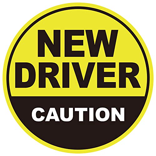 GEEKBEAR New Driver Car Magnet - Colorful, Reflective, Weather-Resistant - Circular 4.7 x 4.7 in (Yellow/Black)