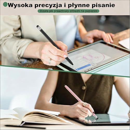 MEKO rysik do iPad, tabletów rysiki do telefonu słuchawka, 2 sztuki, gumowy prysznicowy o tabletu iPhone smartfona ipada Pro Mini, Samsung,Switch,Huawei, Xiaomi, Surface itd, czarny różowe złoto