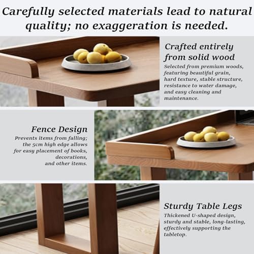 Narrow Solid Wood Bar Table, Tall Counter with Edging, Modern Design for Balcony or Rest Area, 120x40cm (47.2x15.7in) with Chairs Included