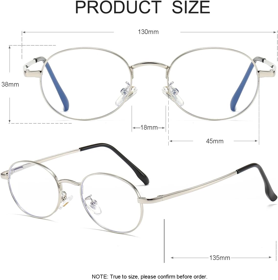 JOVAKIT Retro Oval Blue Light Blocking Glasses for Women Vintage Fashion 90s Small Oval Metal Frame Computer Eyeglasses