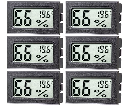 Mini Digital Thermometer Hygrometer, Large Number Indoor Temperature and Humidity Gauge Meter Monitor Celsius (℃) for Greenhouse, Garden, Cellar, Reptile Tank(6 Pack)