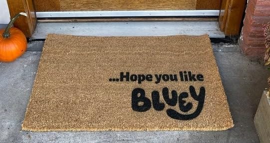 Felpudo Bluey con la esperanza de que te guste, regalo de inauguración de la casa, decoración de puerta delantera, felpudo divertido, decoración de