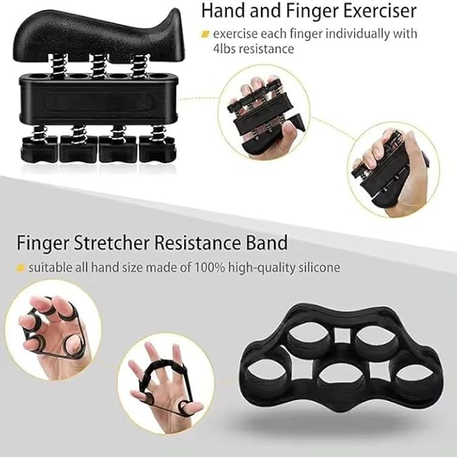 Grip Strength Trainer Kit with Built-in Repetition Tracker ¨C 6 PCS Hand Grip Strengthener, Finger Exerciser, Forearm Workout Ring, Stress Ball ¨C Adjustable for Rehab, Fitness, Athletes