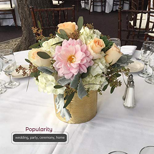 Wgv Ceramic Cylinder Vase Bulk Width 6.5" Height 6" Elegant Unique Modern Matte Floral Container Planter Pot Centerpiece For Event Party Wedding Office Home Decor, Gold Textured 6 Pieces #TOP3