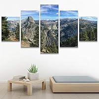 SIGNWIN 5 Panel Canvas Wall Art Mountainscape for Home Decorations Ready to Hang - 60