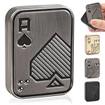 Bufccy Fidget Slider, Metal Poker Push Card,Hand Spinners Toy, Fidget Clicker for Adults Teens, Relieve Stress Anxiety ADHD, Fidget Toys Adults for Boyfriend, Husband and Father (Silver A)