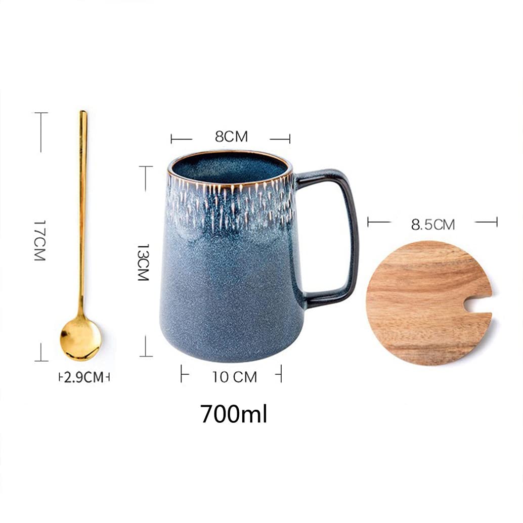 Duże ceramiczne kubki do kawy z pokrywką i chochlą, kubki do kawy z dużym uchwytem, bardzo duży kubek do herbaty i kawy do biura i domu, prezenty dla mężczyzny, kobiety, taty i mamy, kuchenka mikrofalowa A-700 ml