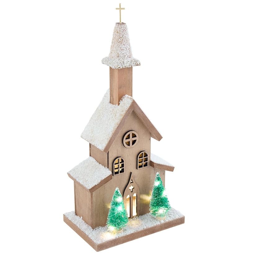 Lakeside Lighted Country Church - Brown