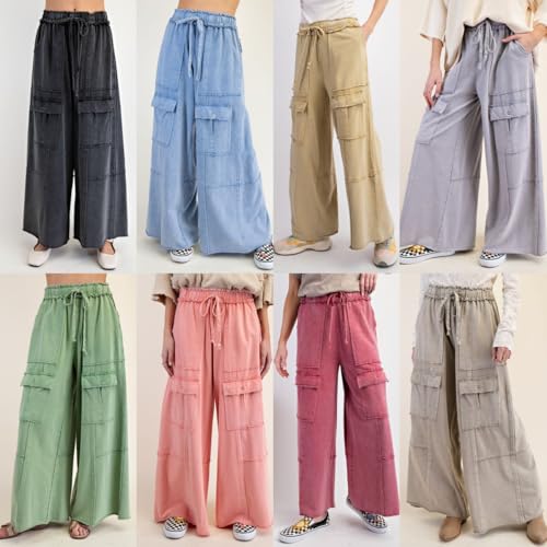 utcoco Women's Y2k Baggy Cargo Pants Drawstring High Waisted Wide Leg Pants Casual Trousers with Pockets2