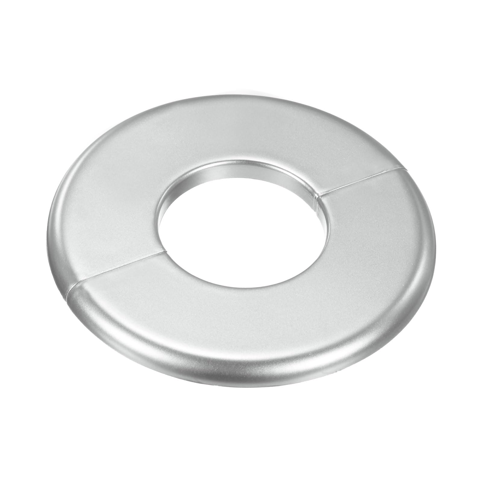 M METERXITY 1-Pack Wall Split Flange, ABS Round Self-Adhesive Escutcheon Plate Cover Buckle for 44mm/1.73in Dia Pipe Accessories/Floor/Ceiling, Plumbing Cover Plates [Silver,6mm/0.24in H]