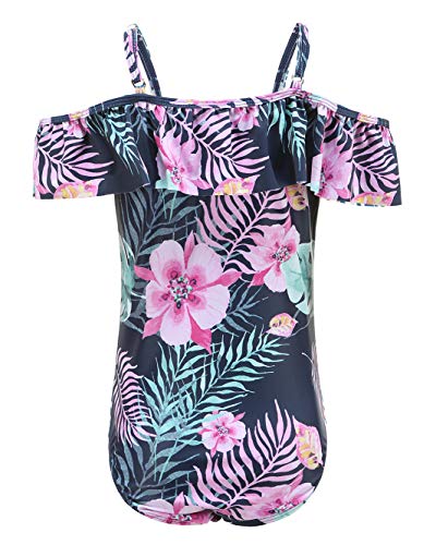 Image of Girls One Piece Swimsuits Off Shoulder Bathing Suit for Kids Hawaiian Swimwear 3-16 Years