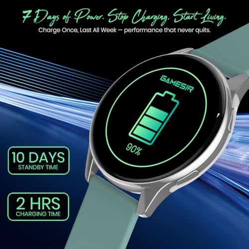 Image of GameSir Active 2 Smartwatch for Men & Women with 1.39 inch HD Round Display, Bluetooth Calling, Heart Rate & SPO₂ Monitor, 100+ Sports Modes, IP67, Long Battery Life for Android & iOS (Light Green)