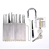 Enviar guía electrónica utilitaire de 15 pcs outils de crochetage de serrure avec Transparent Practise verrouiller, déverrouiller Ensemble