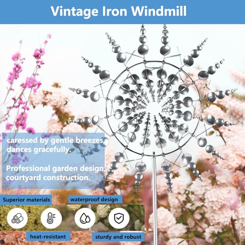 Logfaadcoi SILVER 1 Metal Windmill,3D Sunflower Magic And Uniqu Wind Dynamics Spinner thumb #5