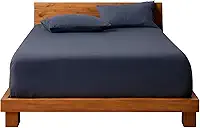 Decolab Jogo de Lençol 100% Algodão Premium Extra Macio - Roupa De Cama Antiácaro, Inclui Lençol Com Elástico (Forro) E Fronhas (Azul-marinho, Queen Simples)