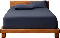 Decolab Jogo de Lençol Malha 100% Algodão Extra Macio - Roupa De Cama Antiácaro, Inclui Lençol Com Elástico (Forro) E Fronhas (Azul-marinho, Casal Simples)