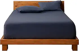 Decolab Jogo de Lençol 100% Algodão Premium Extra Macio - Roupa De Cama Antiácaro, Inclui Lençol Com Elástico (Forro) E Fronhas (Azul-marinho, Queen Simples)