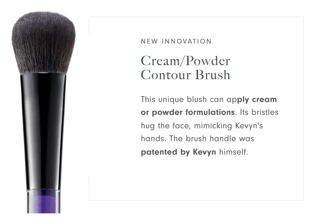 Kevyn Aucoin Cream & Powder Contour Brush: Use on cream & powder makeup formulas. Compact round brush head with tapered edges adapts to your face's natural curves for seamless sculpting and defining.
