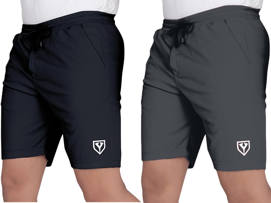 Men's Blend Shorts with Stylish Design Comfortable & Versatile Active Sports Wear Combo Pack (Black-Steel Grey-M)-picture-20