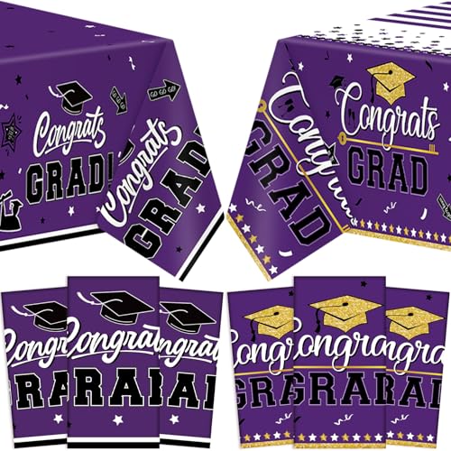 Hillsuren 6 Pcs 2025 Graduation Party Decorations Congrats Grad Tablecloths Class of 2025 Congrats Table Covers for Graduation Party Supplies Decor 54