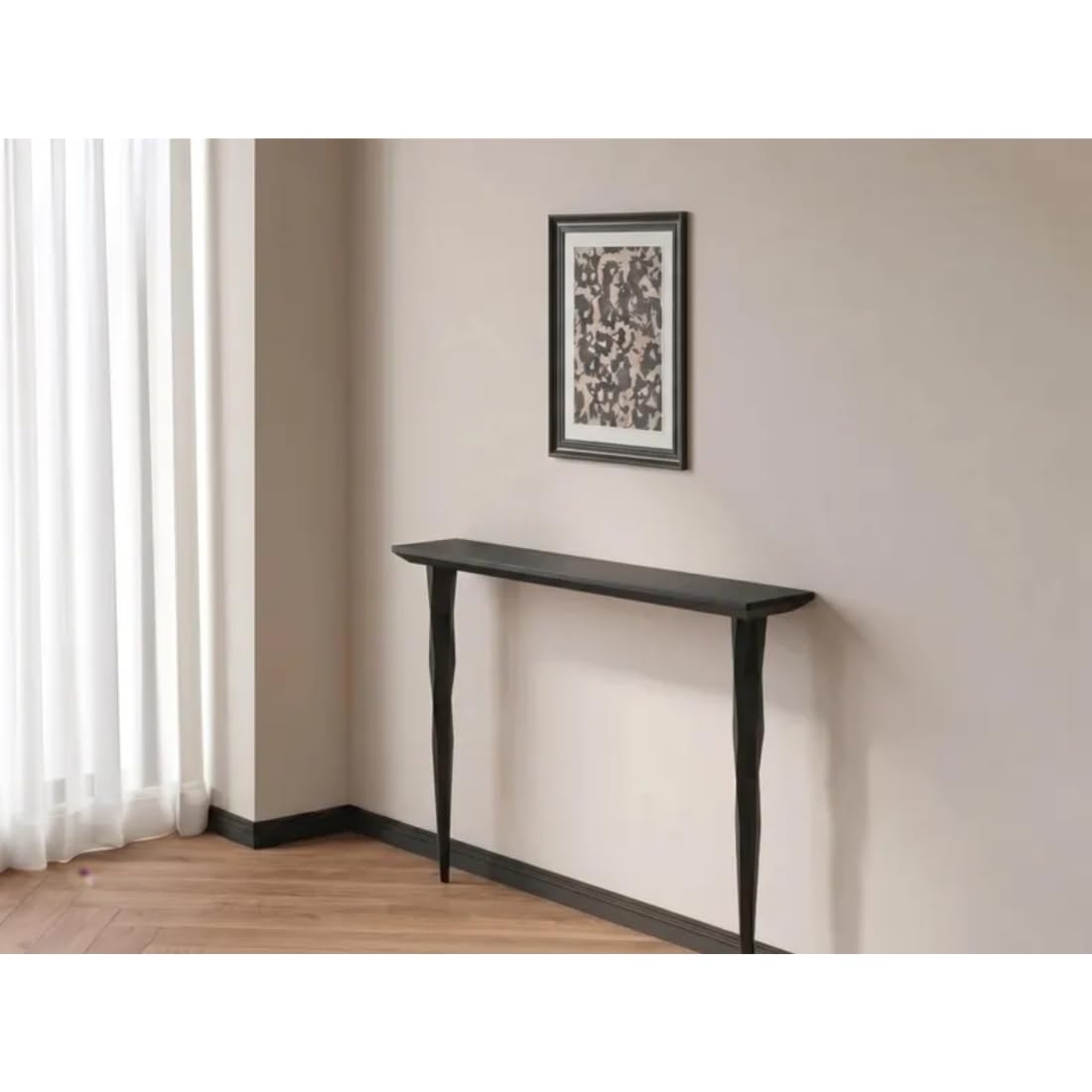 Wooden Expert 120Cm Length Premium Aesthetic Console Table with Storage | Narrow Wooden Entryway Accent Table | Solid Modern Carving Legs Design for Living Room, Hallway, Foyer, Entranc (Oak) 4