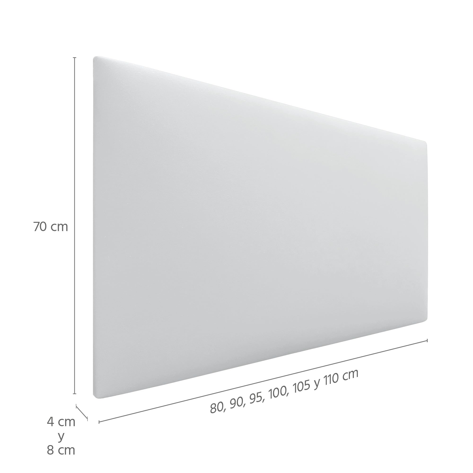 DHOME Testiera Imbottita Liscia in Similpelle Altezza 70CM Spessore 4cm e 8cm per Parete Acustica Testate Letto Pannello Fonoassorbente Camera da Letto (Blanco, 180cm Dual, Spessore 8cm)