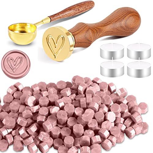Kit Ceralacca Con 500 Perline Ottagonali Argento – Include Cucchiaio, 4 Candele – Per Sigilli Su Inviti E Regali