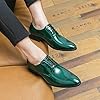 Ninepointninetynine Dress Oxford Formal Shoes for Men Lace Up Brogue Pointed Toe Faux Leather Derby Shoes Rubber Sole Non Slip Resistant Block Heel Wedding (Color : Green, Size : 9 UK) #2